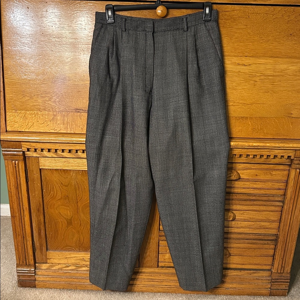 Liz Claiborne Collection Black White Flecked Pleated Wool Dress Pants